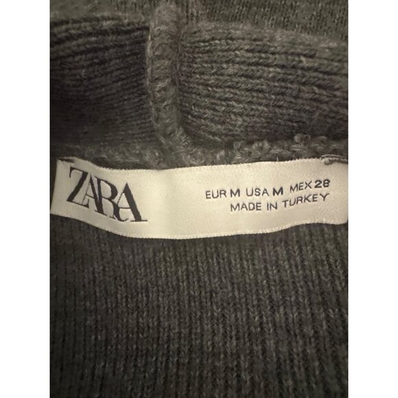 ZARA Gray Medium Hoodie Medium Acrylic Sweater - Picture 3 of 11